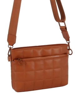 Quilted Puffy Crossbody Bag JYM-0457 BROWN